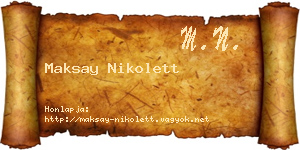 Maksay Nikolett névjegykártya